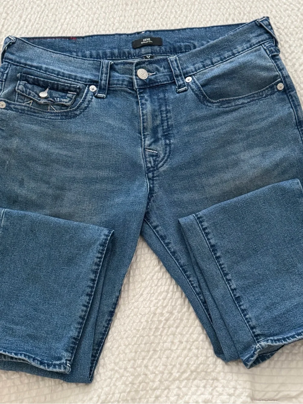 True Religion Blue Back-Pocket Flap Jeans